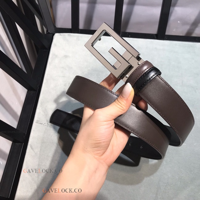 Gucci Belt Black & Brown Napa Upgraded Leather Silver Buckle